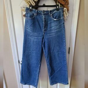 Free People Wales Cropped Jeans High Waisted Buttonfly Size 29 W